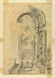 Desenho, Projeto para um cenário de festa de igreja, ca. 1700