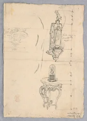 Desenho, Projeto de um relógio e de uma consola, século XVIII-XIX