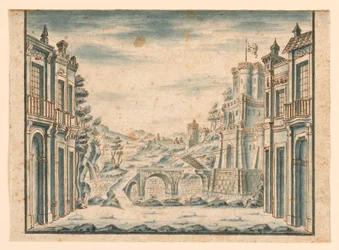 Desenho, Desenho de palco, Vista da cidade, início do século XVIII