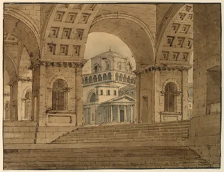 Desenho, Desenho de palco, Vista da cidade a partir do palácio, início do século XIX
