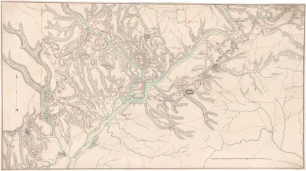 Um mapa que mostra as colónias do Atlântico Médio: Posições do Exército