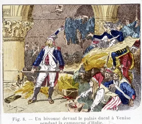 Um bivouac em frente ao palácio ducal em Veneza durante a campanha italiana