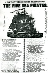 Uma cópia dos versos sobre a execução dos cinco piratas do mar, c.1864