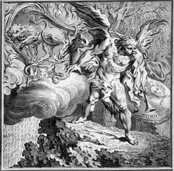 Alegoria do Vento do Norte. Gravura do século XVIII.