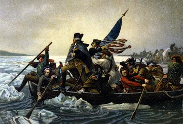 Guerra da Independência Americana. Washington a atravessar o rio Delaware. Dezembro de 1776.
