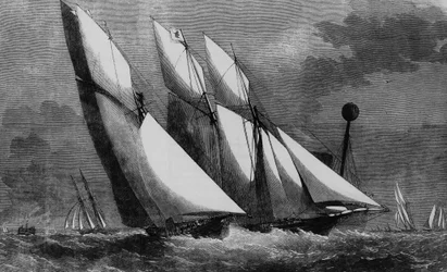 Regata anual do Royal Thames Yacht Club: Galatea e Sharck em 1862, Bibl. des Arts deco.