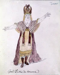 Antonio Salieri (1750 - 1825), personagem da ópera Tarare representada em Paris em junho de 1787.