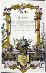 Tratado de Artilharia - frontispício do "Tratado de Artilharia", de François Lingier, Estrasburgo