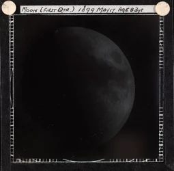Lâmina de vidro astronómica da Lua no primeiro quarto (1899)