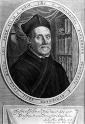 Athanasius Kircher (1601 - 1680), jesuíta, orientalista e estudioso alemão - Gravura sd século XVIII