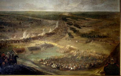 Batalha de Hersans (1687), Hungria. Pintura anónima do século XVII. Chateau De Vaux Le Viscount.