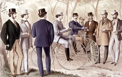 Passeio de bicicleta. Gravação. 1870.