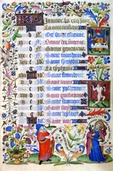 Livro de horas do século XV. O mês de Janeiro. Milão, Biblioteca Trivulziana.