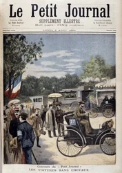 Carros sem cavalos, primeiro carro Panhard Levassor - cobertura. "Le Petite Journal" de 6 de Agosto