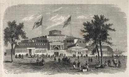 Castle Garden Immigration Centre Depot - Castle Garden emigrant Depot - New York State - Emigration Commission Establishment - Engraving in "The Illustrous Universe" of 1869