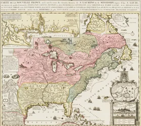 Carta do sul dos Estados Unidos mostrando o rio Mississippi e Saint Louis, c. 1720 (gravura)