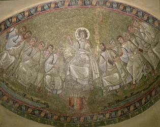 Cristo Legislador, entronizado com os Apóstolos, San Lorenzo Maggiore, Milão (mosaico)