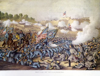 Guerra Civil (1861 - 1865), Guerra Civil Americana: 05/05/1862. Batalha de Williamsburg. Gravura.