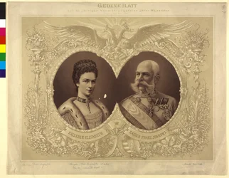 Documento comemorativo da cerimónia de casamento dos 40 anos de idade de Sua Majestade 24. de abril de 1854