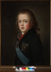 Constantin Pavlovitch, grand-duc de Russie ou Constantin Pavlovitch Romano - Retrato do Grão-Duque Constantine Pavlovich da Rússia (1779-1831) quando criança, Anónimo. Óleo sobre tela