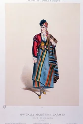 Figurino da cantora Celestine Galli-Marie em Carmen, ópera de Georges Bizet