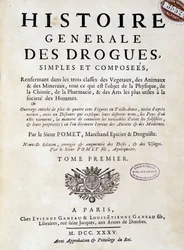 Página de rosto da "História Geral das Drogas, Únicas e Compostas" de Pomet