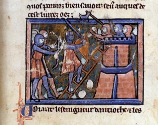 Cruzada (provavelmente a primeira): a captura de Jerusalém pelas Cruzadas. Miniatura de um manuscrito de Guilherme de Tiro (ca. 1128-1186)