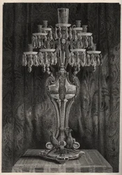Candelabro de cristal da fábrica Baccarat - - gravura em 