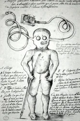 Desenho de um homem vestido de fato. Peru