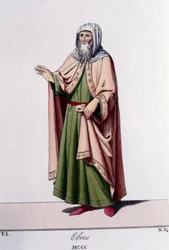 Gravura do século XIX retratando um judeu por volta de 1300.