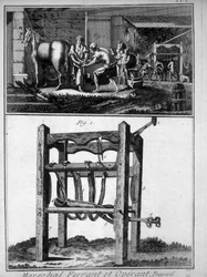 Gravura que representa o ferrador do século XVIII.