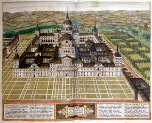 Gravura representando o palácio do Escorial ou Escorial em Espanha. sd. Século XVII.