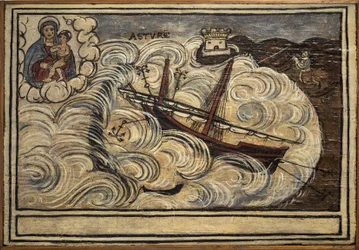 Antigo marinheiro de voto (ex voto), oferta popular como penhor de devoção e gratidão do marinheiro sobrevivente aos perigos do mar provenientes da Igreja de Carmine, Torre del Greco, perto de Nápoles, Itália do século XIX