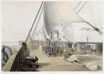 Convés dianteiro liberado para o attemet final na luta, 11 de agosto de 1858 - em "The Atlantic Telegraph" de W. H. Russel, ca. 1860