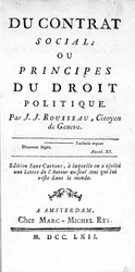 Frontispício do Contrato Social ou Princípios de Direito Político por Jean Jacques Rousseau (1712-1778), impresso em Amesterdão em 1762