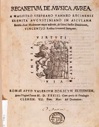 Frontispício do Recanetum de musica aurea de Stephanus Aureus