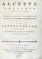 Frontispício da folha de música de Alceste, ópera de C. W. Gluck