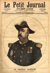 O General Felix Gustave (Felix-Gustave) Saussier (1828-1905), tornou-se comandante do exército e membro do conselho superior da guerra de 1882 a 1902. Gravação em "Le petit journal illustrious" 14/02/1891. A coleção de Selva.