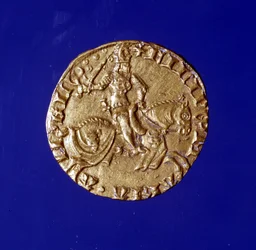 Moeda de ouro com a efígie de Filippo Maria Visconti (1392 - 1447).