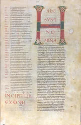 Haec sunt nomina: Inicial do Livro do Êxodo, século XI (miniatura, manuscrito membranoso)