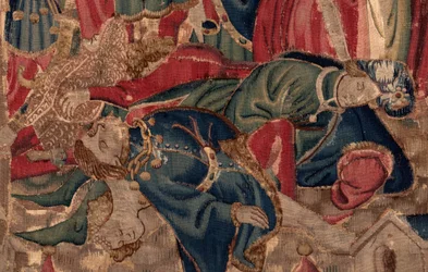 História de Saint Piat e Saint Eleuthère, Cena 14: A peste está aniquilando a cidade de Tournai. Detalhe.