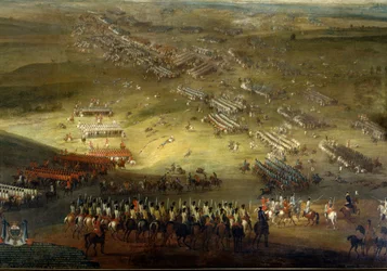 Guerra da Holanda: Batalha de Kokesberg (1677) também chamada Kochersberg (na Alsácia) Pintura anônima de 1677. Chateau De Vaux Le Viscount.