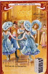 Ilustração para a "Viúva Feliz" de Franz Lehar, compositor húngaro (1870-1948). Acto II. chromolithographof do final do século XX.