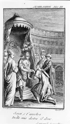 Ilustração de Sémiramis, ópera de Antonio Salieri (1750 - 1825). Livreto de Pierre Metastase (ou Pietro Metastasio). Acto III, última cena.