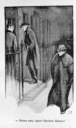 Ilustração do livro Sherlock Holmes. Fim do século XIX.
