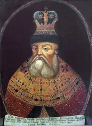Ivan le Terrible - Parsuna (retrato) do czar Ivan IV o Terrível (1530-1584), Anônimo. Óleo sobre tela