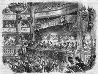 Viagem do Imperador russo Alexandre II (1818-1881) a Paris: Apresentação de gala na Ópera Garnier. Gravação em "L