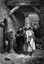 O rei Luís IX ou São Luís (1214 - 1270) examina o pão das pessoas pobres e descobre que está seco.