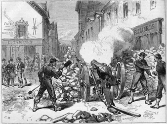 La Commune de Paris, em 1871. Bateria instalada em Issy pelos federais (communards).