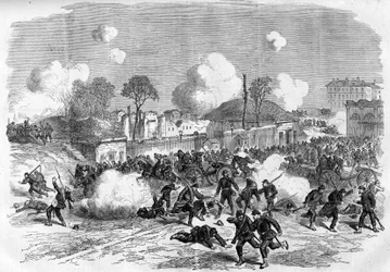 La Commune de Paris, em 1871. Defesa de Porte Maillot pelos federais (communards).